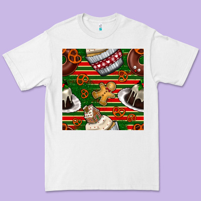 Christmas Cake Seamless Pattern Premium Tee Designed By Bundleandbundleshop