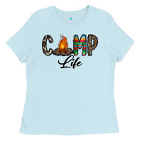 Baby Blue camp life Ladies Tee - CowhideDigitalArt