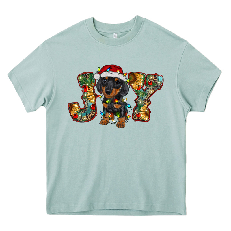 Dachshund Puppy Christmas Joy Heavy Core Tee by BarkalooDesign | Teevron