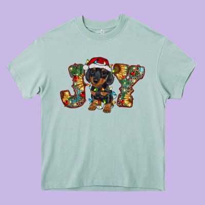 Dachshund Puppy Christmas Joy Heavy Core Tee Designed By Barkaloodesign