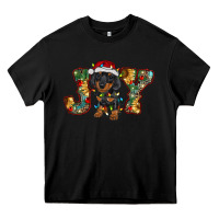 Black dachshund puppy christmas joy Heavy Core Tee - BarkalooDesign