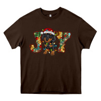 Chocolate Brown dachshund puppy christmas joy Heavy Core Tee - BarkalooDesign