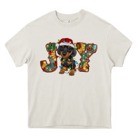 Cream dachshund puppy christmas joy Heavy Core Tee - BarkalooDesign