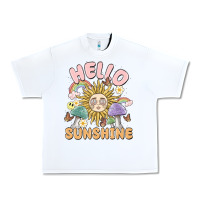 White hello sunshine Urban Heavy Tee - MaliasSmallBusiness