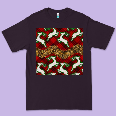 Christmas Deer And Plaid Seamless Pattern Premium Tee Designed By Bundleandbundleshop
