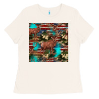 Bone hunting deer american flag seamless pattern Ladies Tee - HRA Design Shop