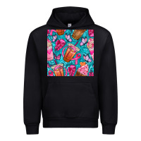 Black breast cancer coffee cups with butterfly seamless pattern bbs Urban Hoodie - BundleAndBundleShop