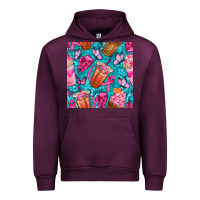 Mauve Wine breast cancer coffee cups with butterfly seamless pattern bbs Urban Hoodie - BundleAndBundleShop
