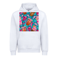 White breast cancer coffee cups with butterfly seamless pattern bbs Urban Hoodie - BundleAndBundleShop
