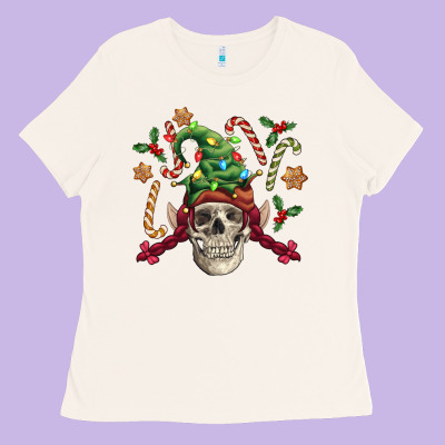 Elf Skull Ladies Tee Designed By Fadigitalartstudio
