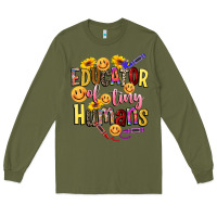 Army Green educator of tiny humans Long Sleeve Tee - NancyCooperArtShop