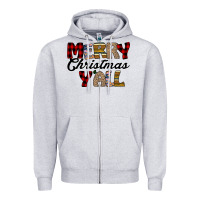 Heather Grey Merry Christmas Y'all Zipper Hoodie - Bettercallsaul