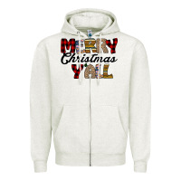 Oatmeal Heather Merry Christmas Y'all Zipper Hoodie - Bettercallsaul