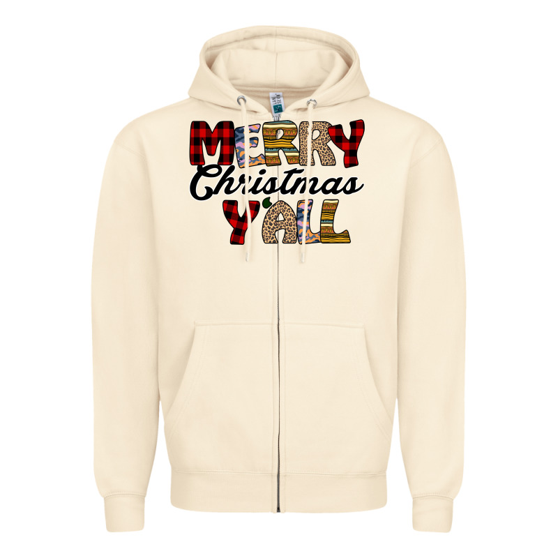 Merry Christmas Y'all Zipper Hoodie by Bettercallsaul | Teevron