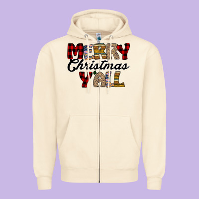 Merry Christmas Y'all Zipper Hoodie Designed By Bettercallsaul