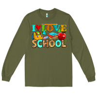 Army Green i love school Long Sleeve Tee - NancyCooperArtShop