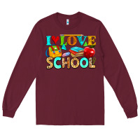 Burgundy i love school Long Sleeve Tee - NancyCooperArtShop