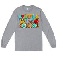 Heather Grey i love school Long Sleeve Tee - NancyCooperArtShop