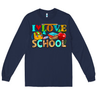 Navy i love school Long Sleeve Tee - NancyCooperArtShop