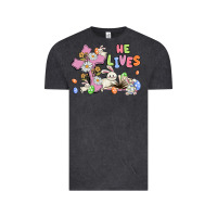Vintage Black he lives with bunnys and eggs Vintage Tee - MaliasSmallBusiness