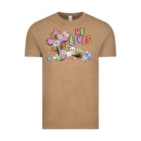 Vintage Coffee he lives with bunnys and eggs Vintage Tee - MaliasSmallBusiness