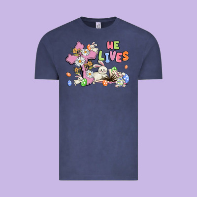 He Lives With Bunnys And Eggs Vintage Tee Designed By Maliassmallbusiness