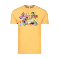 Vintage Mustard he lives with bunnys and eggs Vintage Tee - MaliasSmallBusiness