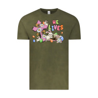 Vintage Olive he lives with bunnys and eggs Vintage Tee - MaliasSmallBusiness