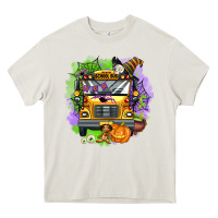 Cream halloween school bus Heavy Core Tee - AdoDesignShop