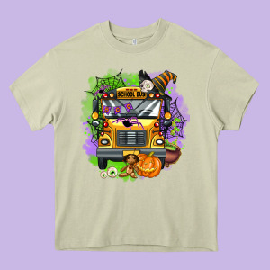 Halloween School Bus Heavy Core Tee Designed By Adodesignshop