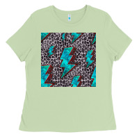 Matcha turquoise lightning bolt seamless pattern Ladies Tee - HRA Design Shop