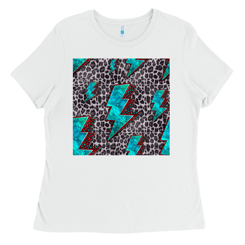 Turquoise Lightning Bolt Seamless Pattern Ladies Tee by HRA Design Shop | Teevron