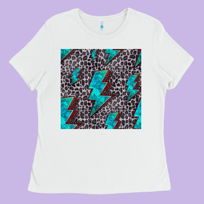Turquoise Lightning Bolt Seamless Pattern Ladies Tee Designed By Hra Design Shop