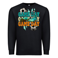 Black Game day lightning bolt soccer Premium Sweatshirt - HowdyJamesFarm
