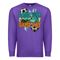 Purple Game day lightning bolt soccer Premium Sweatshirt - HowdyJamesFarm