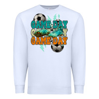 White Game day lightning bolt soccer Premium Sweatshirt - HowdyJamesFarm