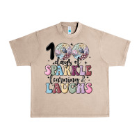 French Oak 100 days of sparkle learning and laugh faux sequin Urban Heavy Tee - MaliasSmallBusiness