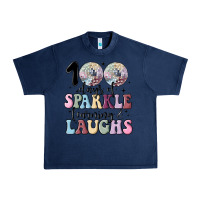 Navy 100 days of sparkle learning and laugh faux sequin Urban Heavy Tee - MaliasSmallBusiness