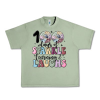 Oil Green 100 days of sparkle learning and laugh faux sequin Urban Heavy Tee - MaliasSmallBusiness