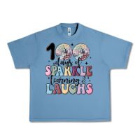 Pebble Blue 100 days of sparkle learning and laugh faux sequin Urban Heavy Tee - MaliasSmallBusiness