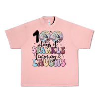 Salmon 100 days of sparkle learning and laugh faux sequin Urban Heavy Tee - MaliasSmallBusiness
