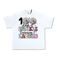 White 100 days of sparkle learning and laugh faux sequin Urban Heavy Tee - MaliasSmallBusiness