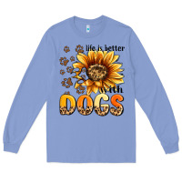 Colony Blue life is better with dogs sunflower Long Sleeve Tee - MaliasSmallBusiness