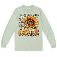 Matcha life is better with dogs sunflower Long Sleeve Tee - MaliasSmallBusiness