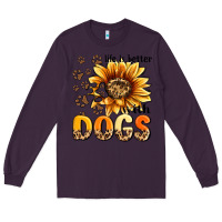 Plum life is better with dogs sunflower Long Sleeve Tee - MaliasSmallBusiness