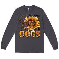 Smoke life is better with dogs sunflower Long Sleeve Tee - MaliasSmallBusiness