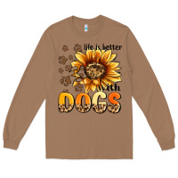 Toasted Coconut life is better with dogs sunflower Long Sleeve Tee - MaliasSmallBusiness