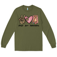 Army Green peace love chihuahua Long Sleeve Tee - JahusDesignShop