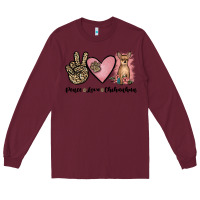 Burgundy peace love chihuahua Long Sleeve Tee - JahusDesignShop