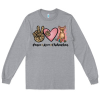 Heather Grey peace love chihuahua Long Sleeve Tee - JahusDesignShop